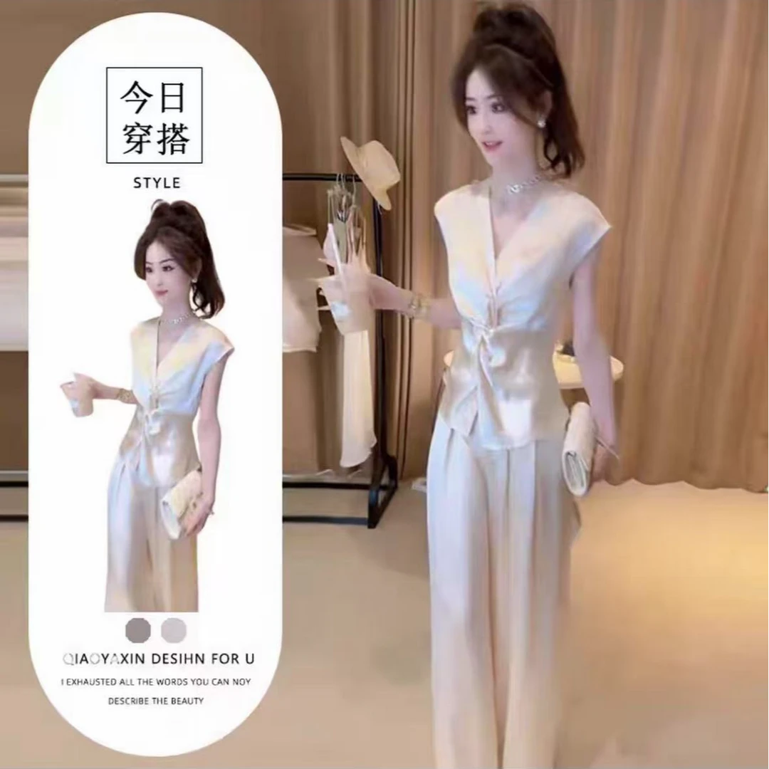 2025年法式INS风休闲风慵懒风时尚套装阔腿裤职场休闲风2767