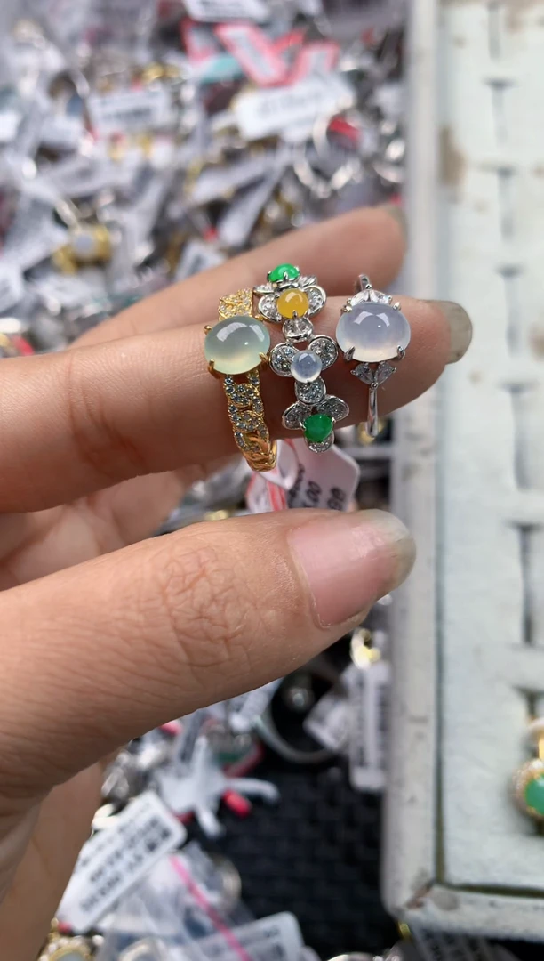 银S925镶嵌戒指翡翠171717----10
