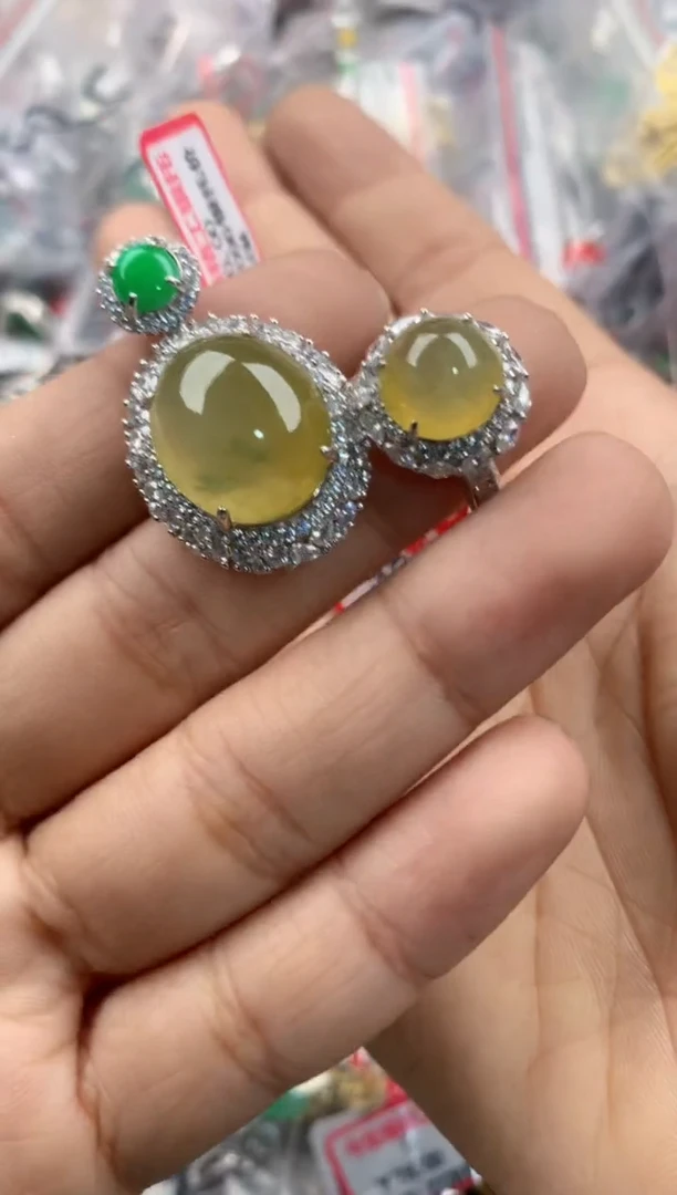 银S925镶嵌戒指翡翠666----6