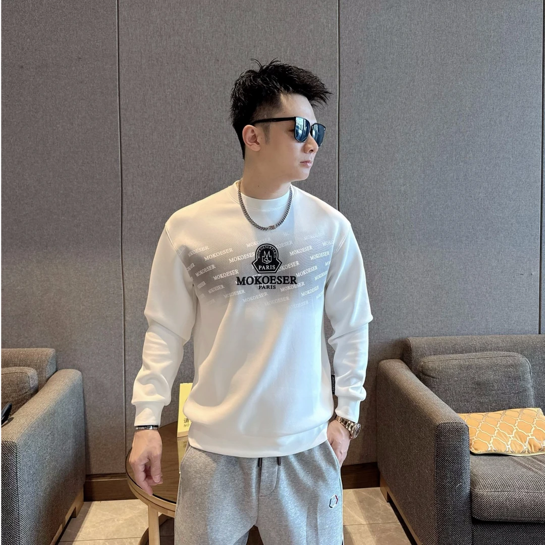 2025秋季男士慵懒休闲男士长袖卫衣网红时尚宽松渐变潮牌套头上衣