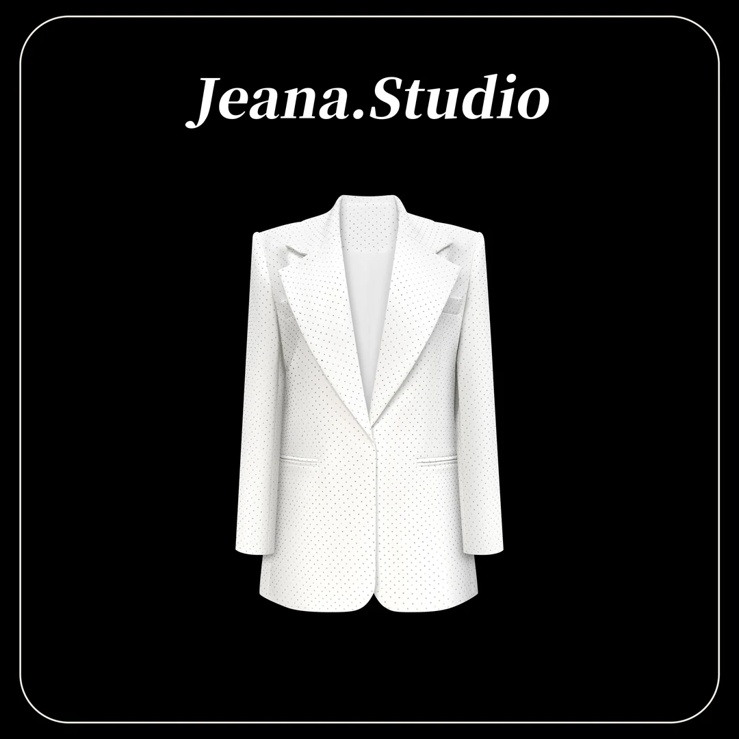 【Jeana.Studio】原创设计烫钻白色满天星宽松版型西装外套