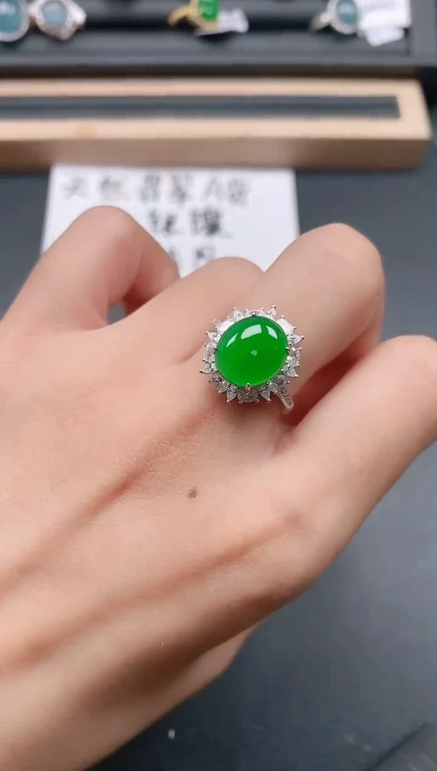 银S925镶嵌戒指翡翠111