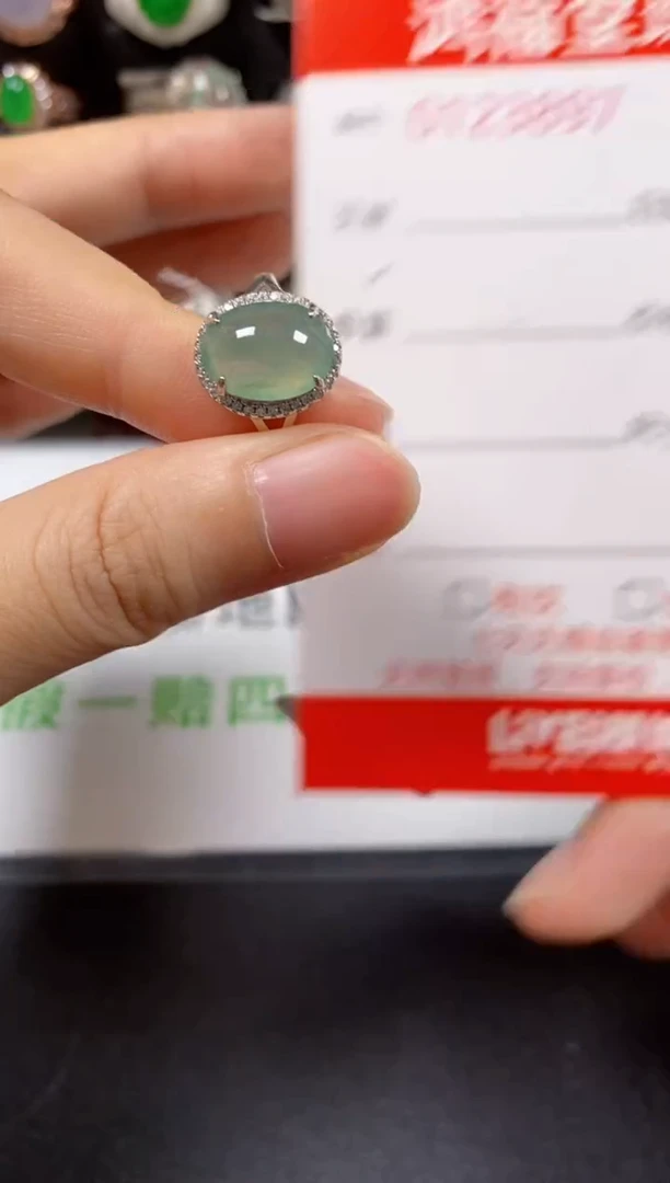银S925镶嵌戒指翡翠3897