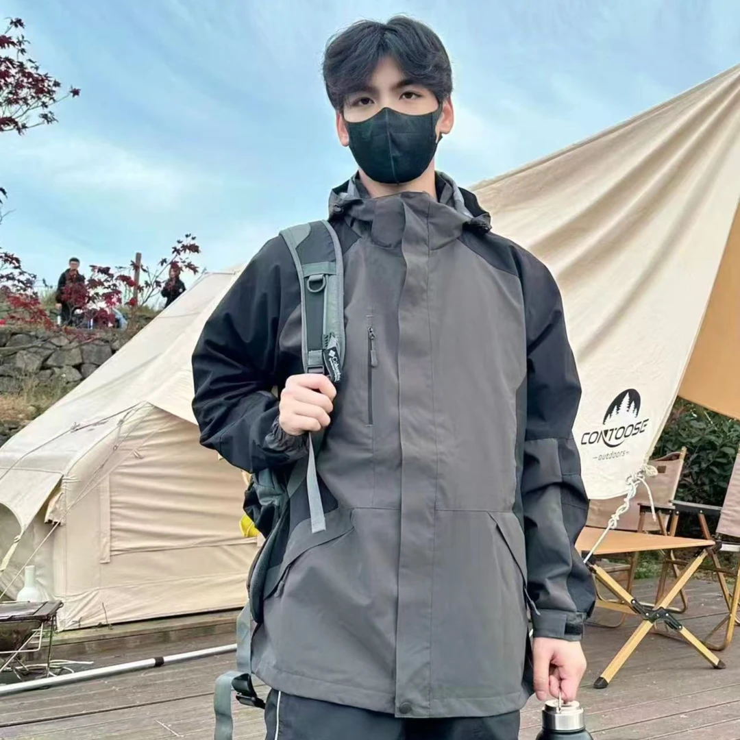 秋冬户外冲锋衣男女三合一两件套可拆加厚抓绒防水透气登山工作服