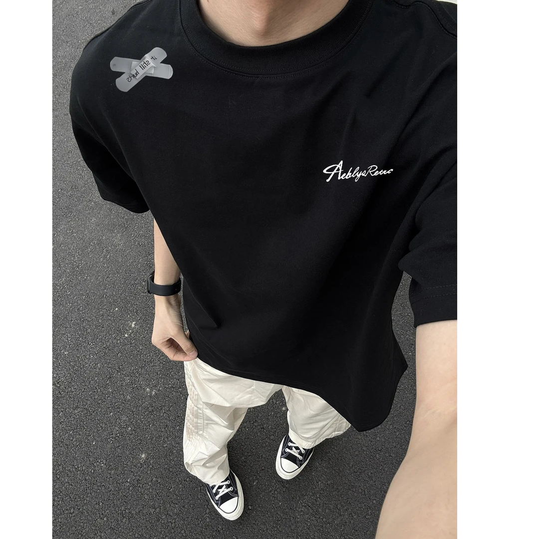 280g小众潮牌美式复古短袖男潮流宽松设计感重磅纯棉半袖国潮上衣