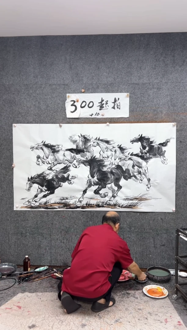 国画八骏雄风 带收藏证书