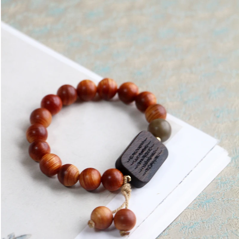 过手留香~太行崖柏红油玉化料五条单圈手串1.0cm