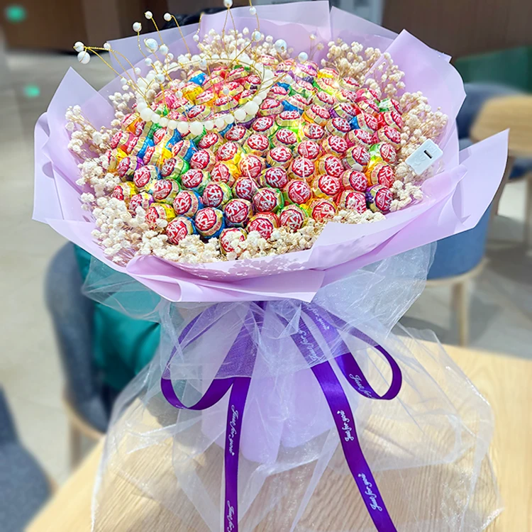 99颗雅客天天棒糖果花束棒棒糖花束满天星生日毕业中高考七夕礼物