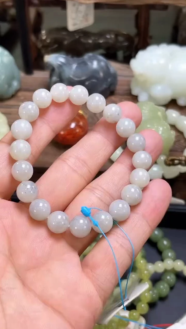 手串未镶嵌和田玉卡10且末青花圆珠9007128