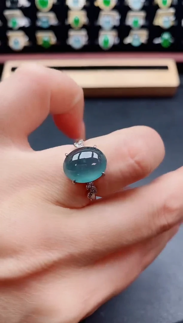 银S925镶嵌戒指翡翠1