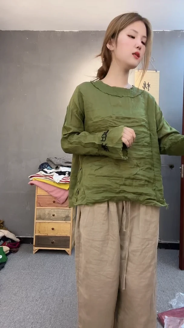 苎麻刺绣单层上衣