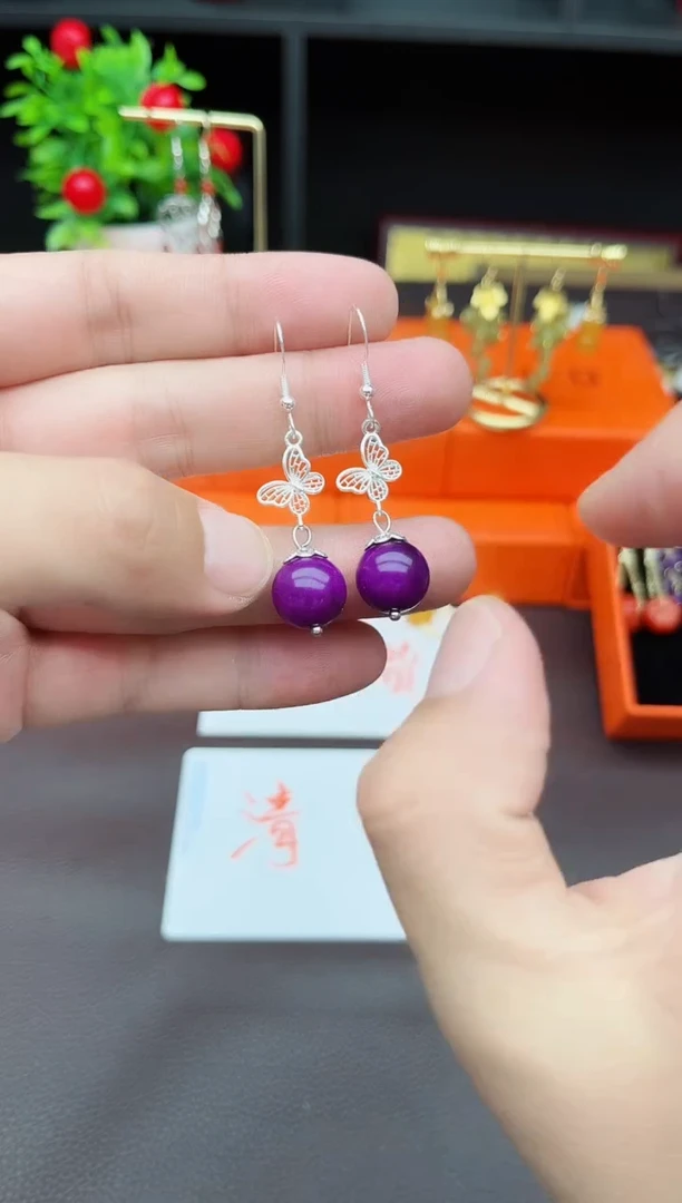 玛瑙/玉髓耳饰银S925镶嵌414000