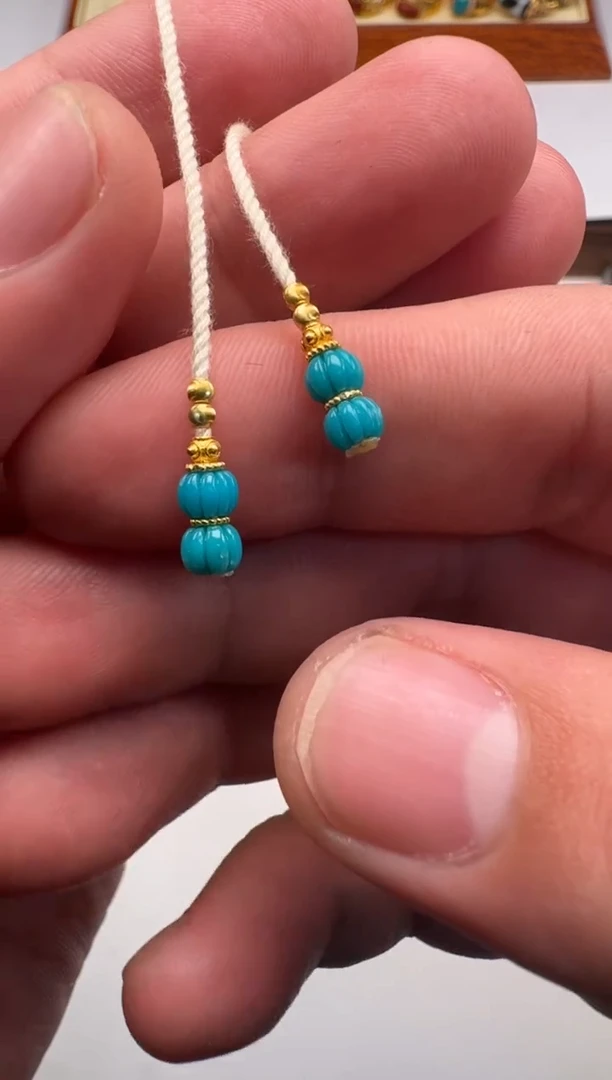 18K金镶嵌绿松石挂件醒**～配饰配饰