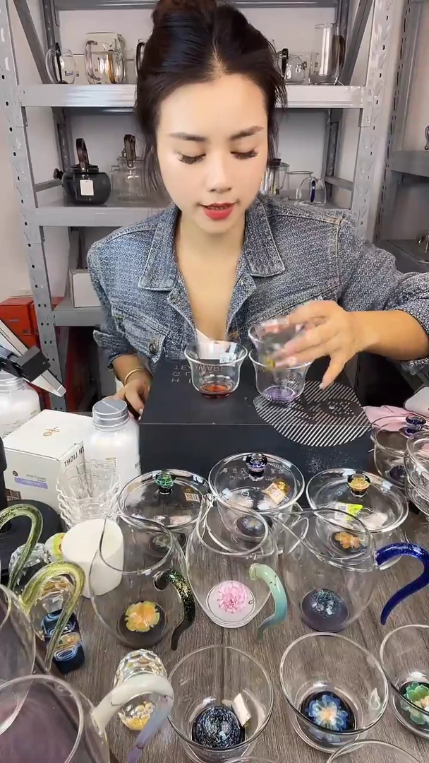 手工艺品玻璃禾器 清杯墨绿色