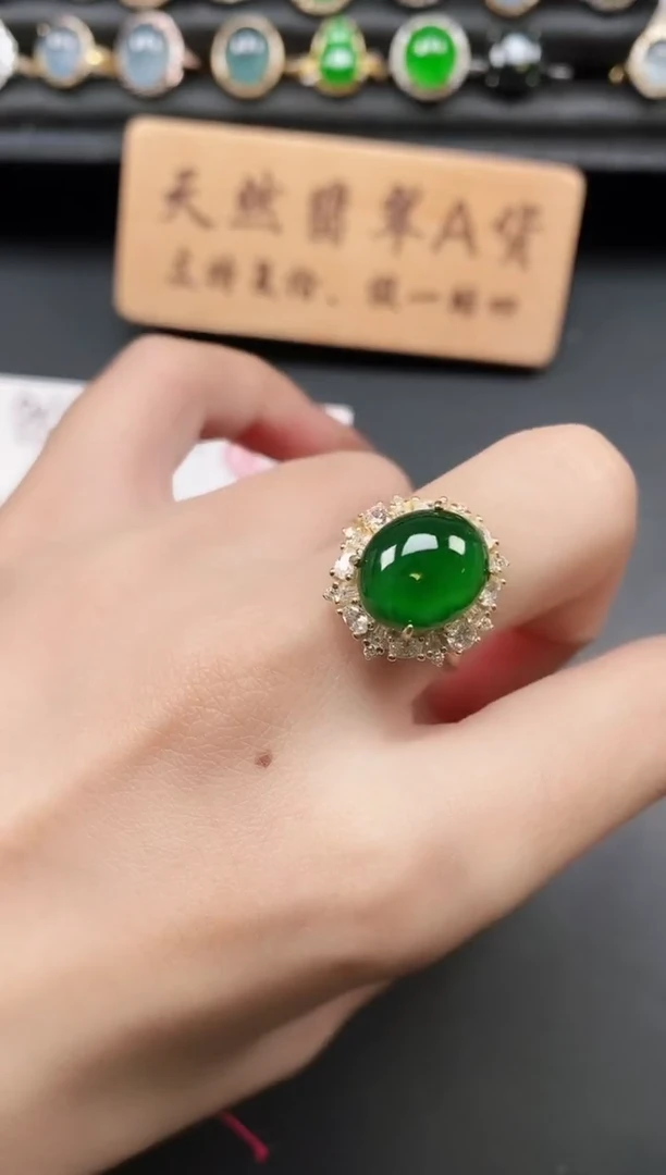 银S925镶嵌戒指翡翠111