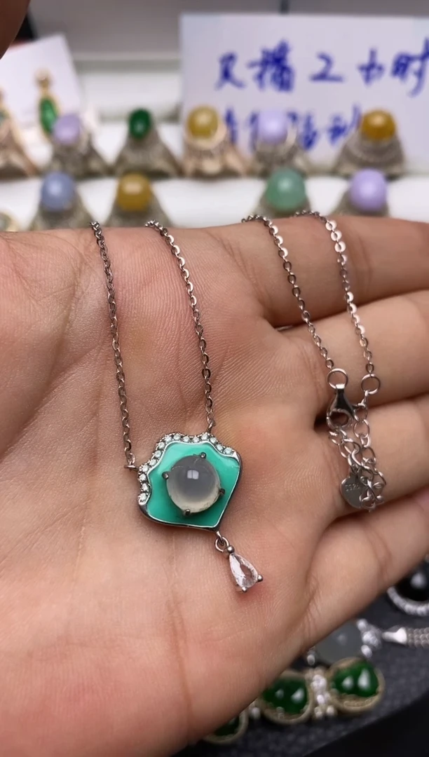 颈饰银S925镶嵌翡翠2087
