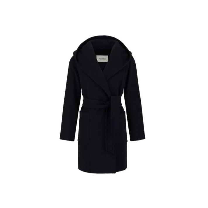 99新 MaxMara 带帽大衣 黑色 常规码42码P242139876