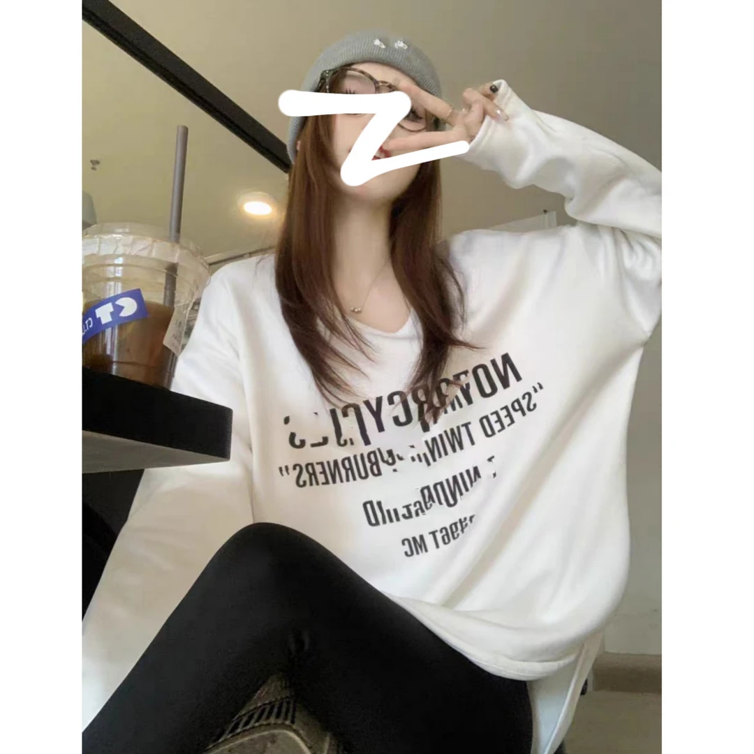 (柚子同款)ZJ冬款字母百搭加绒长袖T恤921