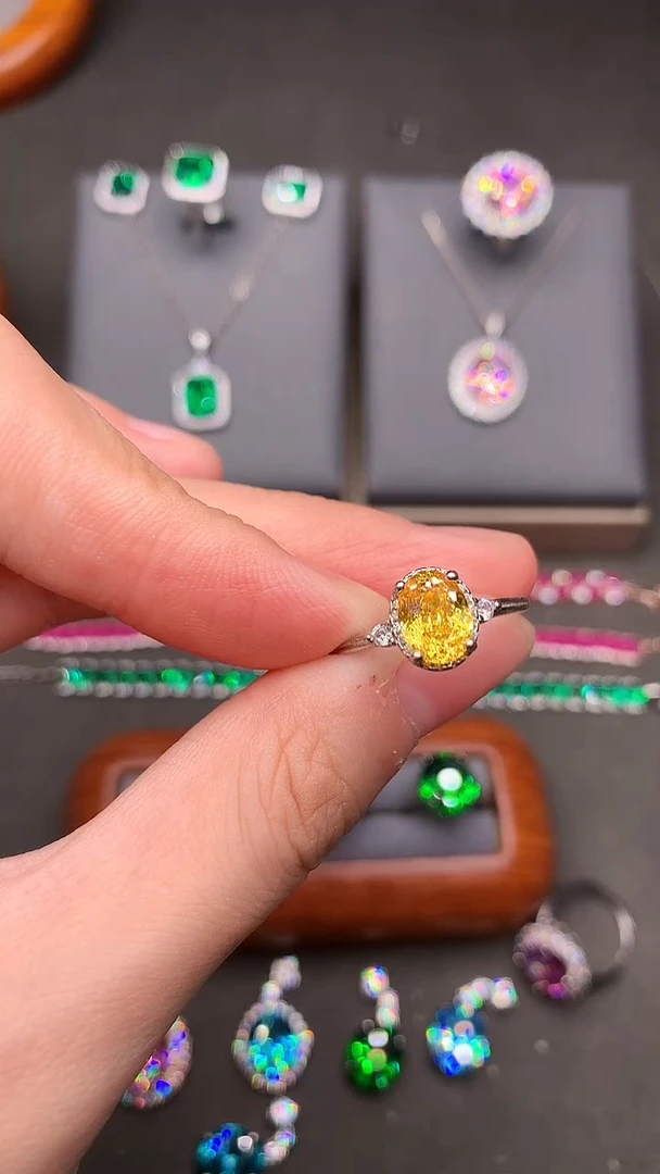 黄色碧玺戒指银S925镶嵌.....