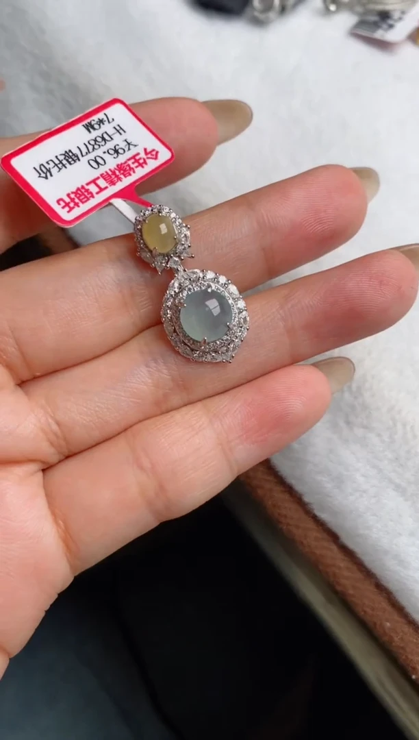 银S925镶嵌戒指翡翠天然A货翡翠