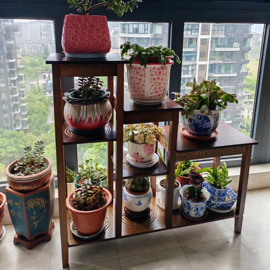 实木花架中式花台阳台家用落地式室内客厅置物架多肉绿萝花盆架子