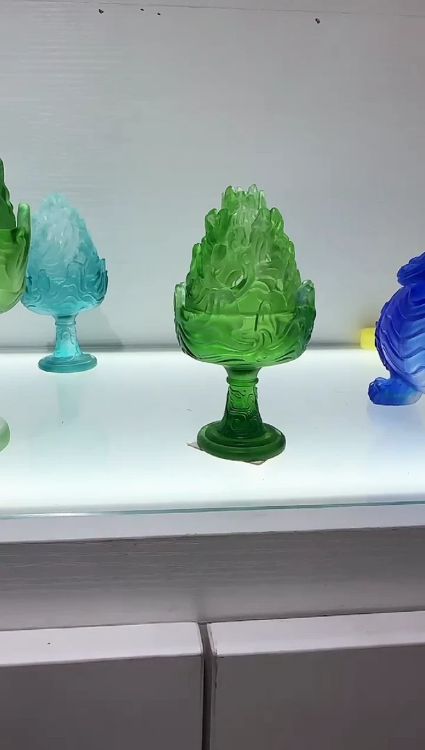 手工艺品琉璃博山炉小号绿色