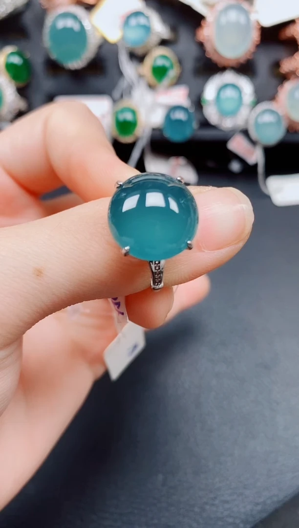 银S925镶嵌戒指翡翠翡翠