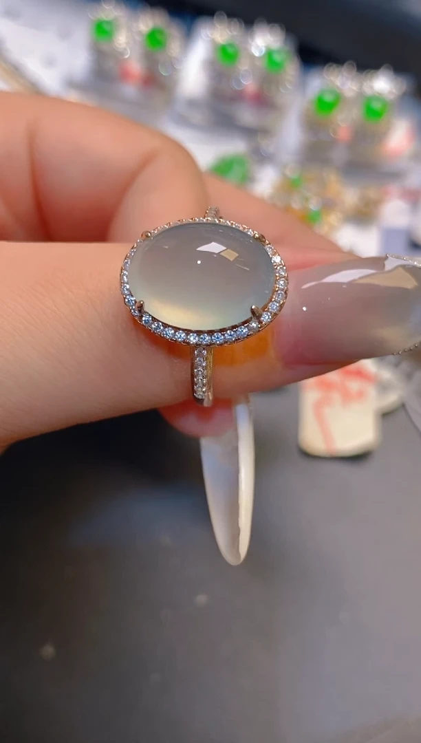 翡翠银S925镶嵌耳饰天然