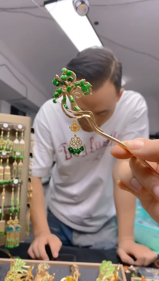 【闪购商品】翡翠耳饰合金239翡翠发簪