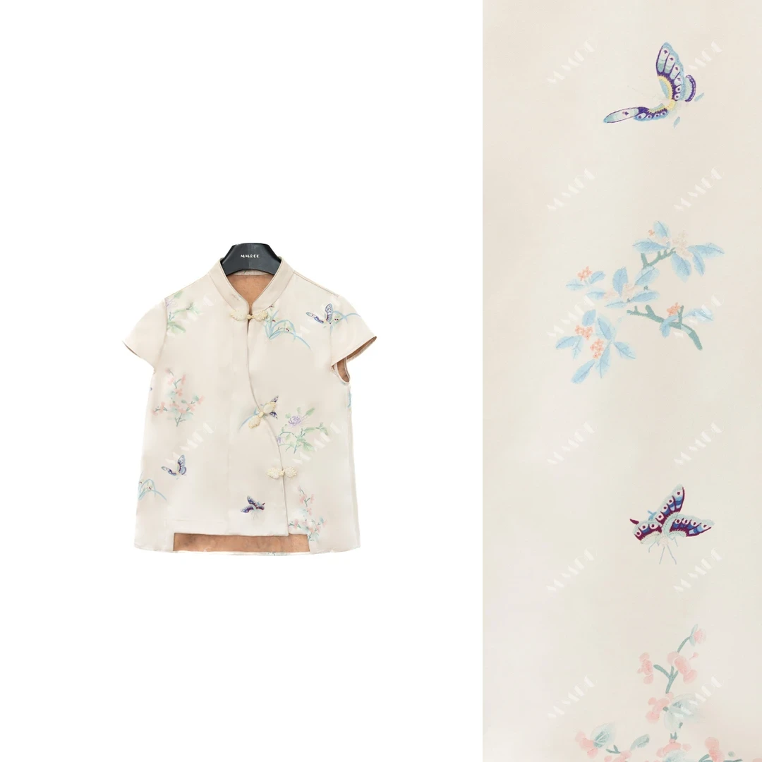 仫赐【兰栀】新中式立领扎染斜襟上衣2025春夏新轻薄上衣小衫