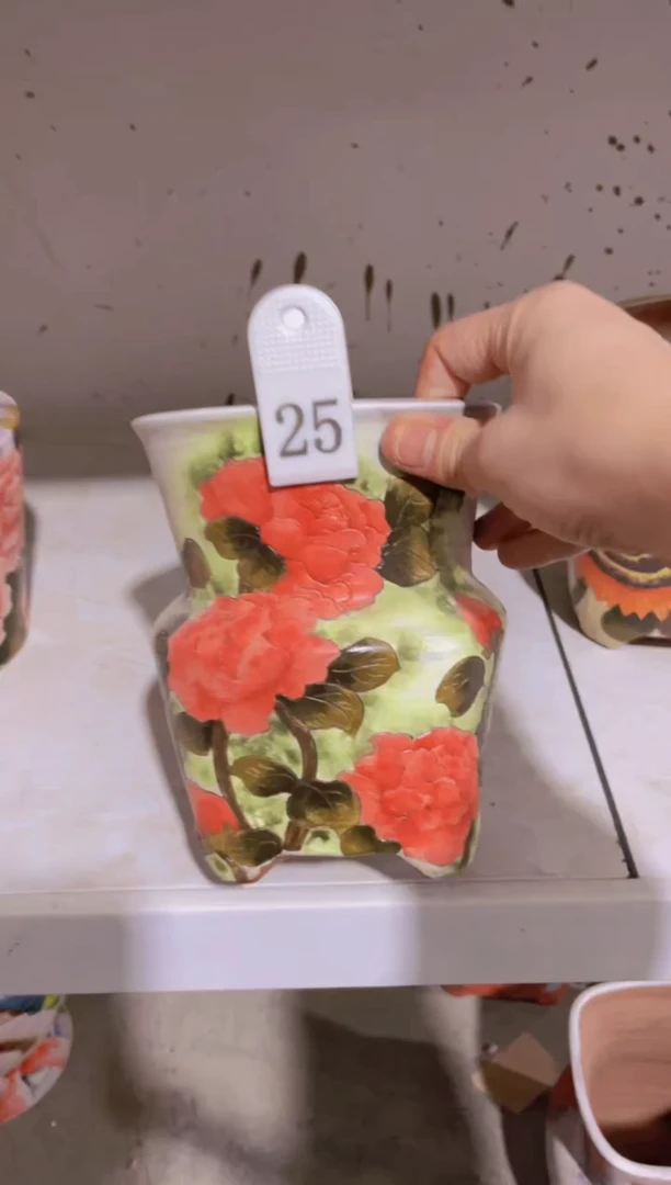 摆件25陶花岛花盆罐—手工痕迹默认，大小会有1-2公分误差