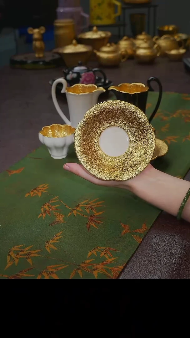 茶杯紫砂【宜景窑珍珠白鎏金系列】杯垫
