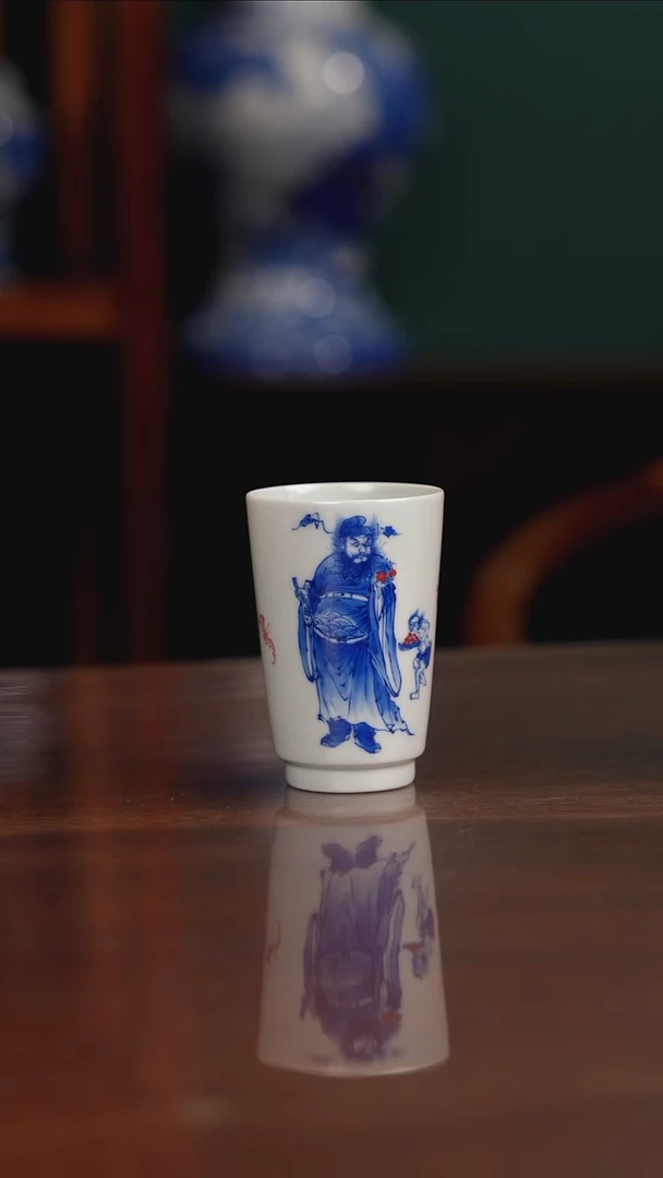 原九段画师沈燕鸿钟馗闻香杯