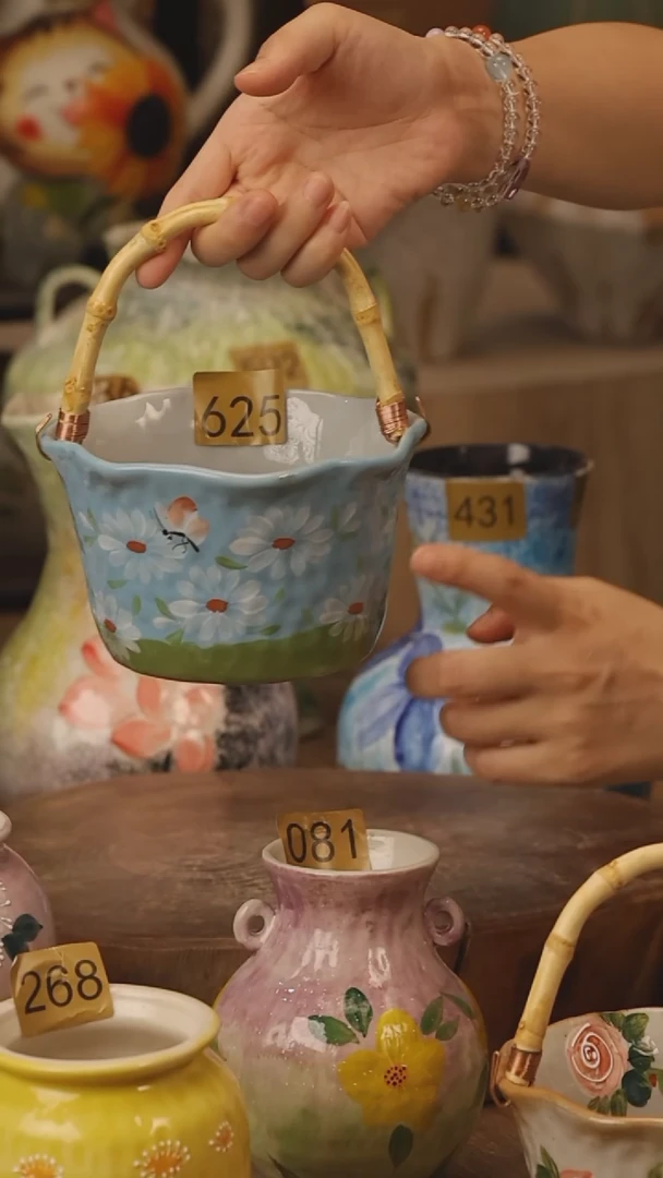 陶瓷625景德镇设计师手作花器摆件侘寂风