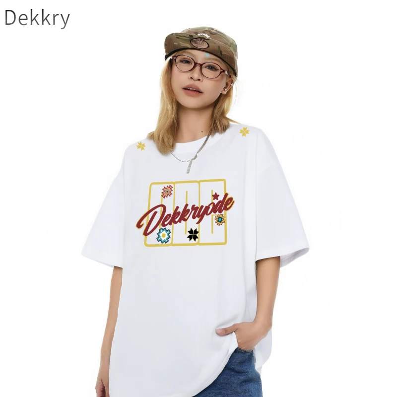 Dekkry印花夏季常规美式休闲短袖T恤美式复古上衣街头宽松休闲