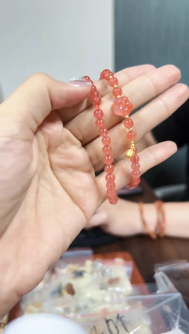 手串未镶嵌南红玛瑙南红双圈小花