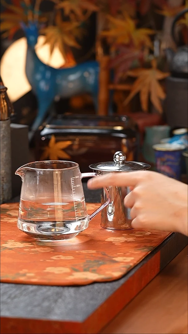 暗香疏影/雅韵刻度量杯/浅粉+不锈钢茶仓