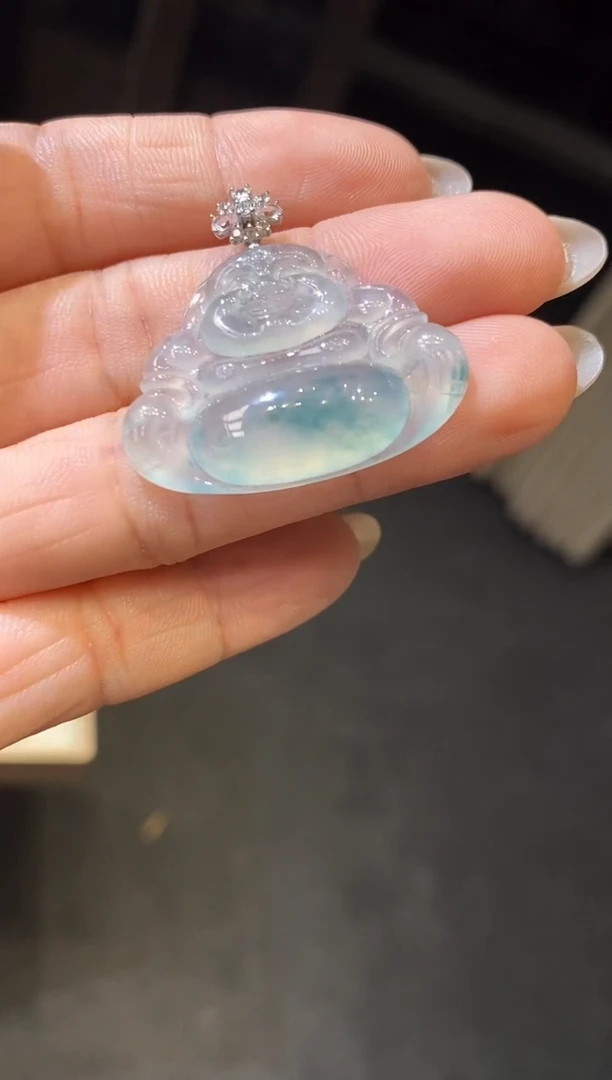 吊坠(不含链)18K金镶嵌翡翠怎*啦佛公