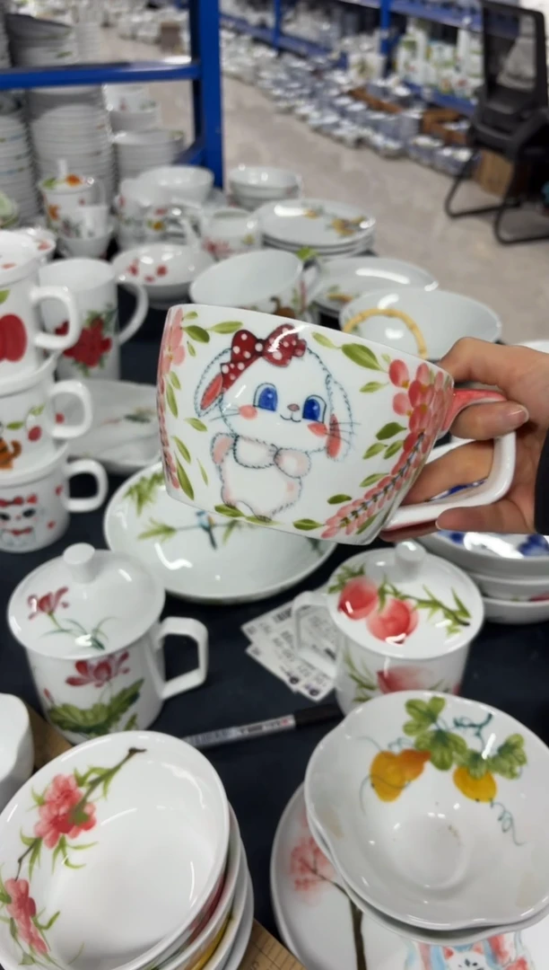 景德镇高温陶瓷食品级手绘釉中彩-早餐杯