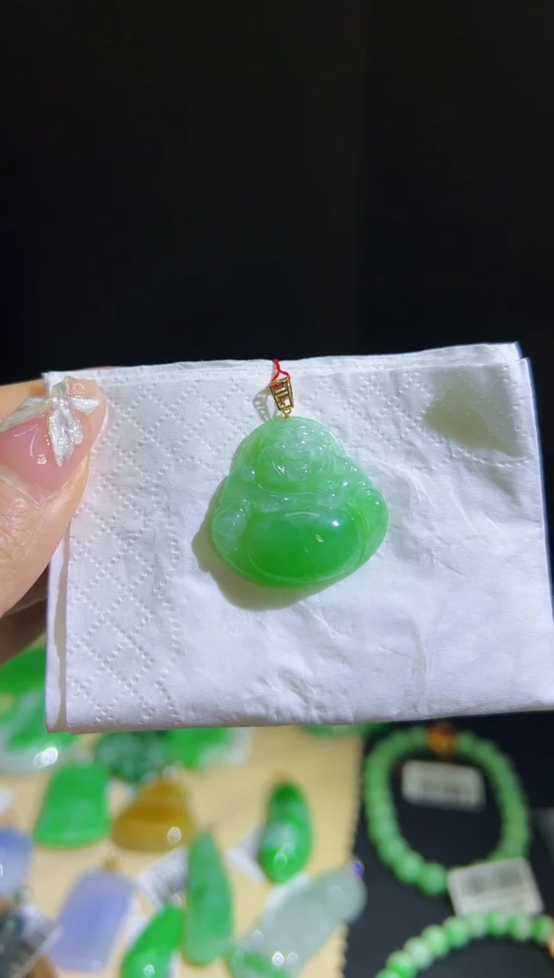 【闪购商品】翡翠颈饰18K金镶嵌Q缅料A货翡翠/支持复检/一件