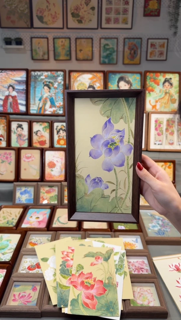 国画双紫荷花 手绘国画27