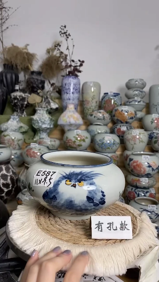 景德镇陶瓷花盆 E 587 陶瓷制品 默认有点误差哦~