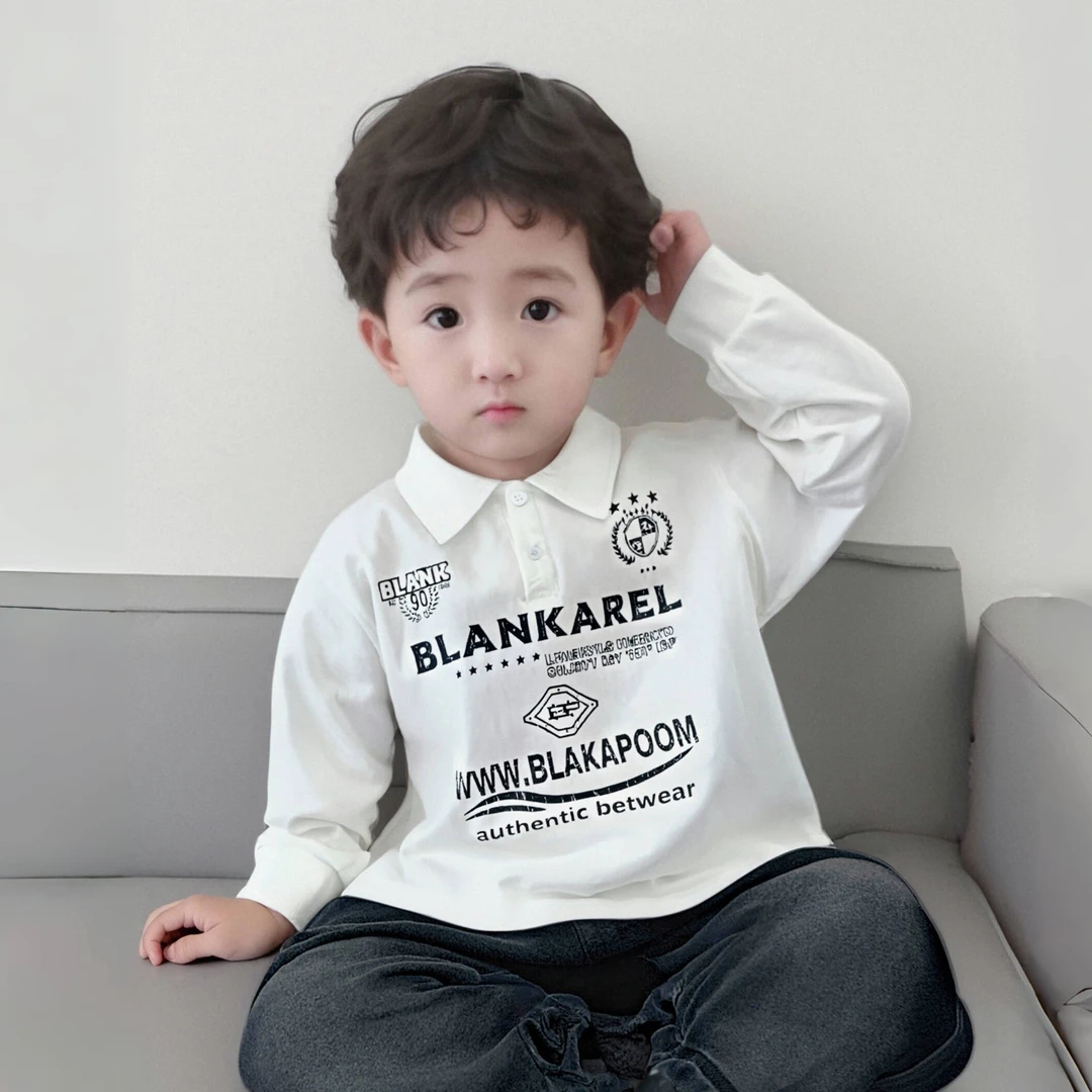 男童春秋长袖POLO领T恤2025新款儿童秋装中小童时尚学生帅气上衣