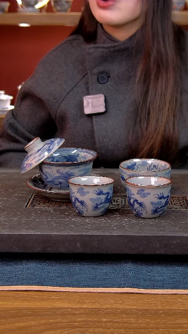简装家用款4件套 老陶泥开片纹陶瓷茶具