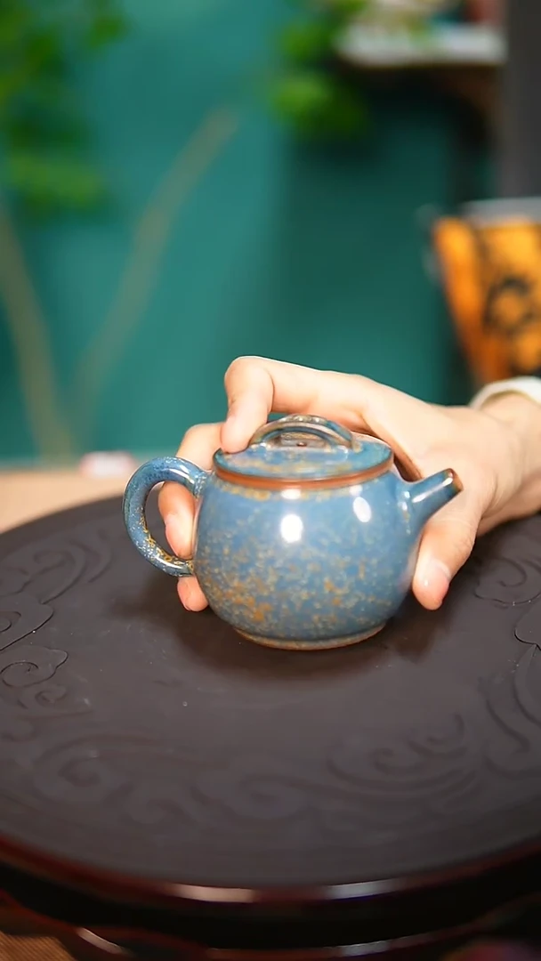 【闪购商品】杯原产地钧尚源钧瓷孔雀蓝汉瓦