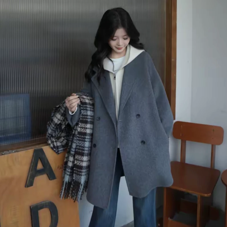 今年新款秋冬高级感大衣外套双面韩版中长款显瘦毛呢