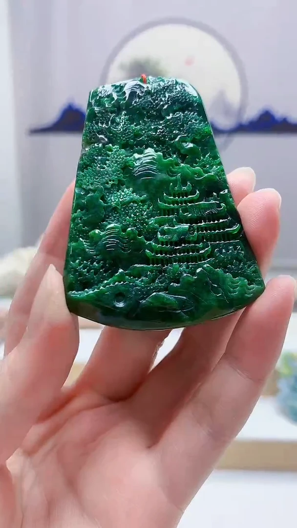 未镶嵌定制翡翠4852zm-毛货挂件山水113