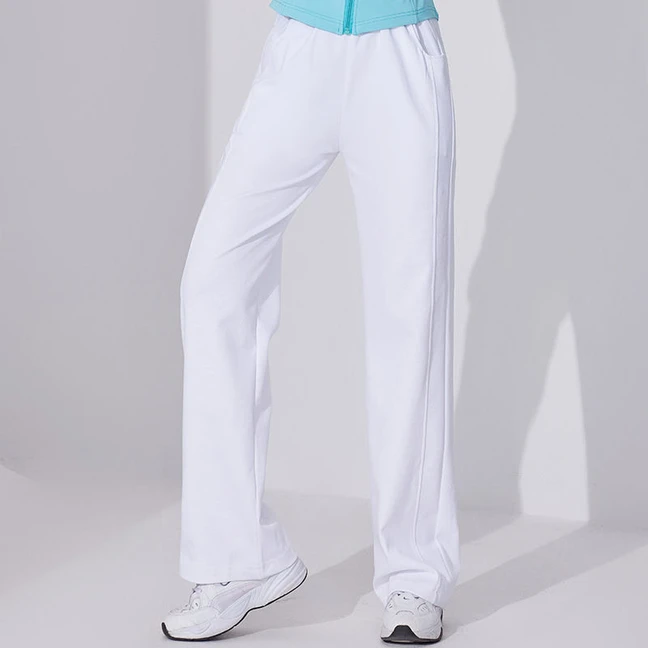 广场舞健身操跳舞裤子休闲直筒纯色显瘦运动裤高弹透气跑步舞蹈裤