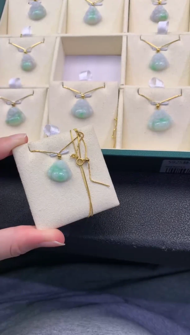 翡翠银S925镶嵌项链FC103 翡翠佛公项链 多样性发其一