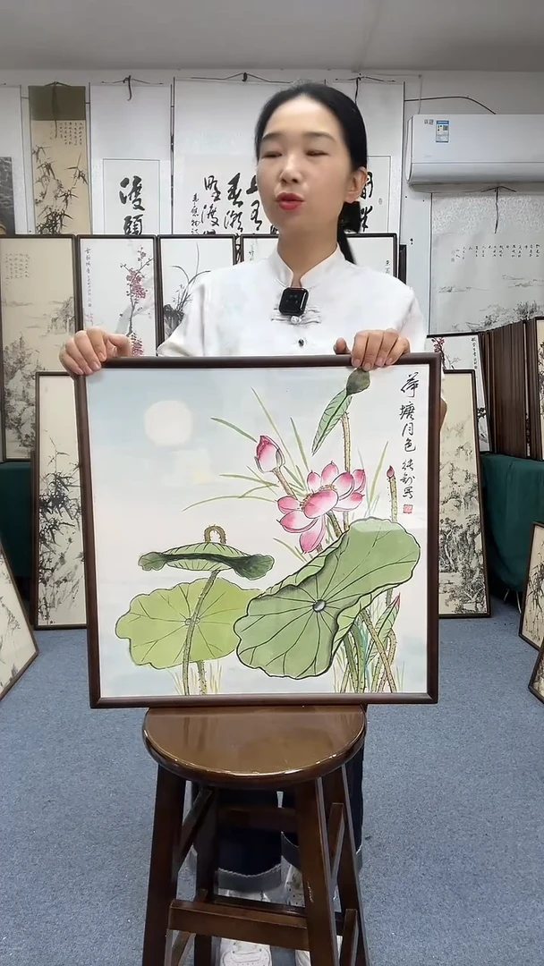 国画52*52实木画框京东包邮手绘